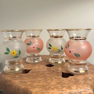 Bud vase frosted vase handpainted Elegant Floral Glass Vases - Pink and White